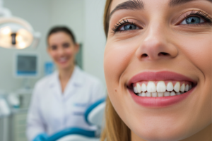 Young woman who has just had teeth whitening treatment at Viva Dental