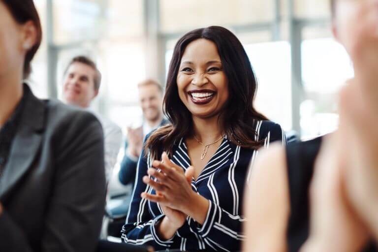 Woman smiling with dental implants
